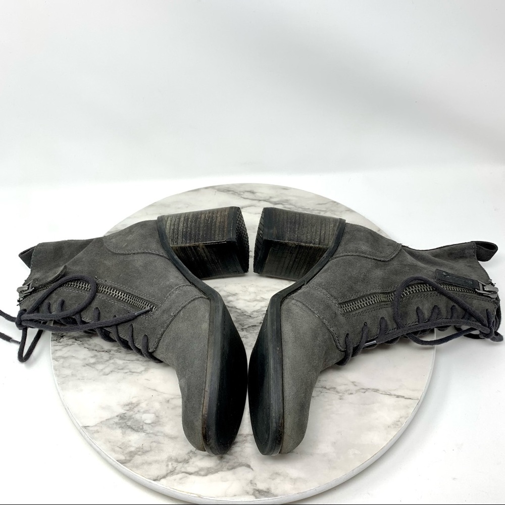 Dolce Vita Lela Lace Up Suede Combat Boots 8.5 Moto Bohemian Edgy Chunky Classic - Picture 7 of 16
